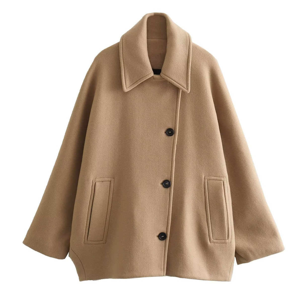 Oversized Mantel Damen mit Batwing-Ärmeln und klassischen Knöpfen - 3 - Annoboutique