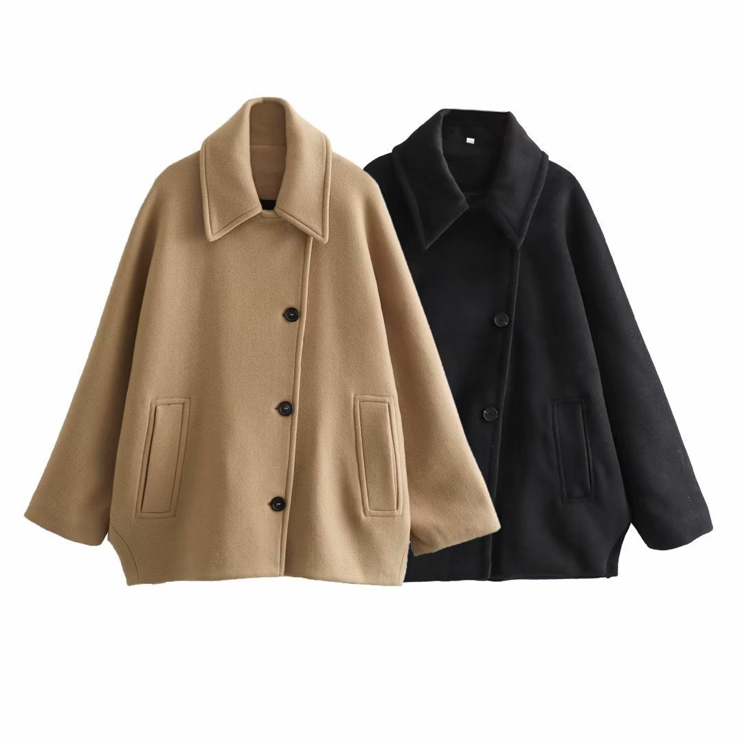 Oversized Mantel Damen mit Batwing-Ärmeln und klassischen Knöpfen - 4 - Annoboutique