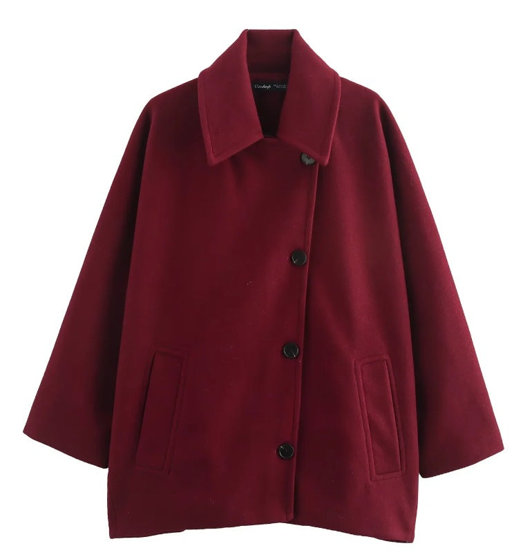Oversized Mantel Damen mit Batwing-Ärmeln und klassischen Knöpfen - 5 - Annoboutique