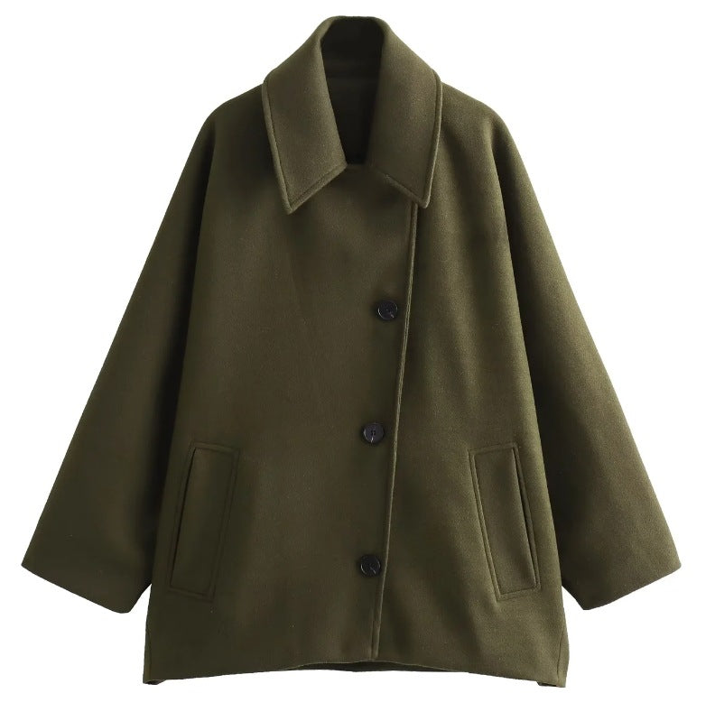 Oversized Mantel Damen mit Batwing-Ärmeln und klassischen Knöpfen - 6 - Annoboutique