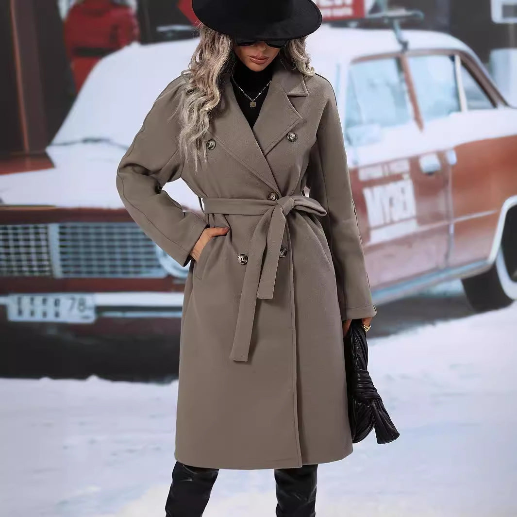 Wollmantel Damen mit Gürtel und taillierter Passform - 2 - Annoboutique