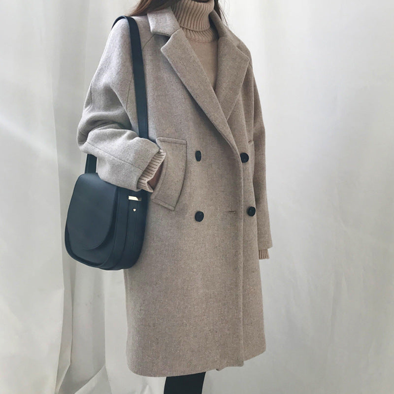 Damen Mantel mit doppeltem Knopfverschluss und Reverskragen - 2 - Annoboutique