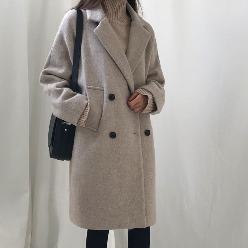 Damen Mantel mit doppeltem Knopfverschluss und Reverskragen - 3 - Annoboutique