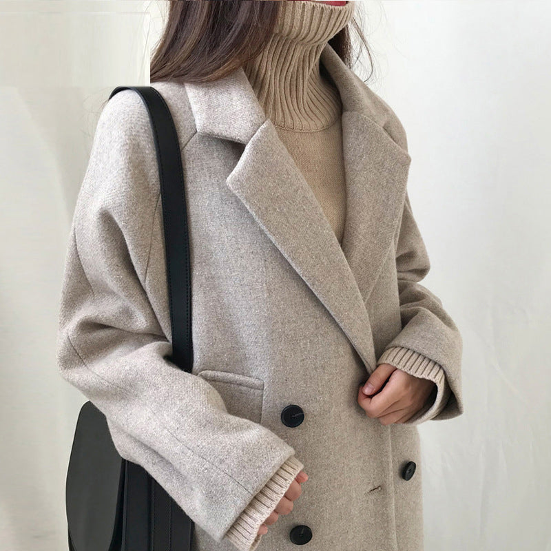 Damen Mantel mit doppeltem Knopfverschluss und Reverskragen - 4 - Annoboutique