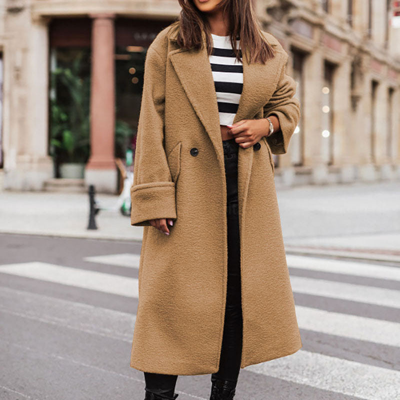 Wollmantel Damen mit klassischem Revers und geradem Schnitt - 2 - Annoboutique