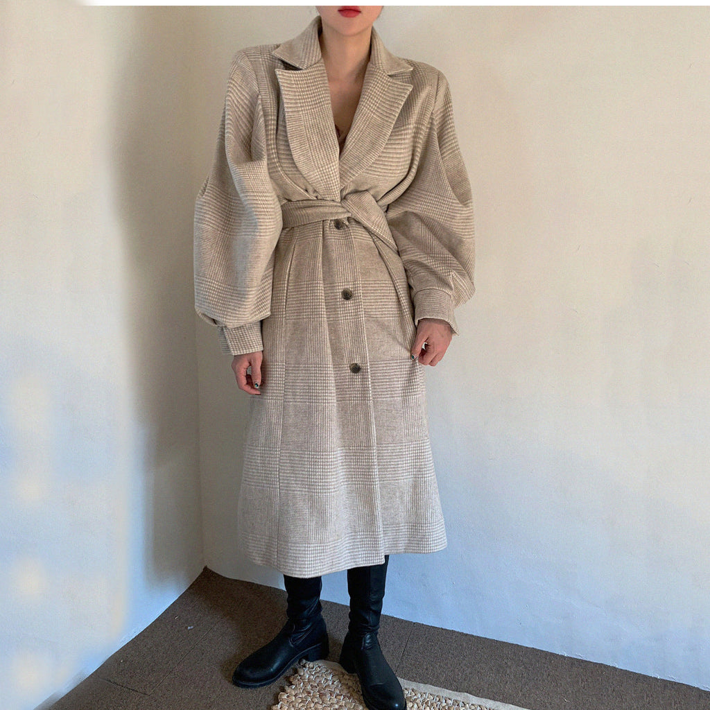 Wickelmantel Damen mit Gürtel und weitem Ärmel - 4 - Annoboutique