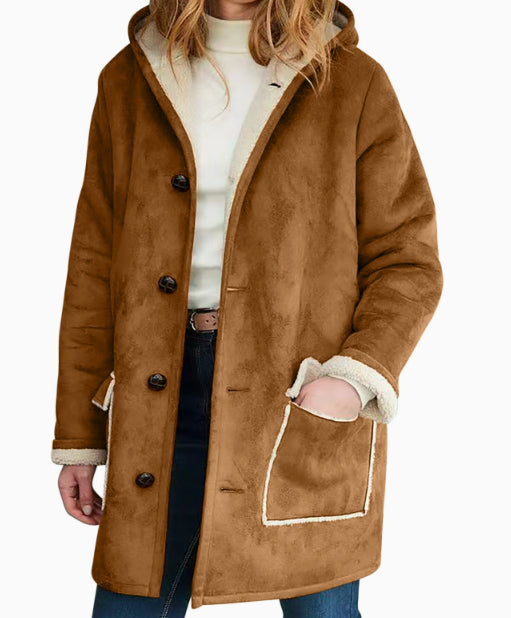 Damen Mantel mit Kapuze und praktischen Taschen - 1 - Annoboutique