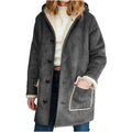 Damen Mantel mit Kapuze und praktischen Taschen - 3 - Annoboutique