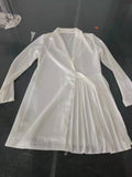 Wickelkleid Damen mit Plissee und Taillengürtel - 1 - Annoboutique
