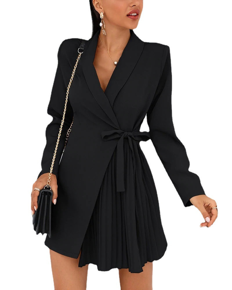 Wickelkleid Damen mit Plissee und Taillengürtel - 5 - Annoboutique