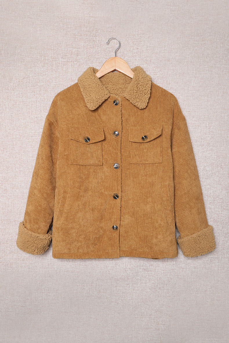 Damen Jacke mit Fleecekragen und Taschen - 2 - Annoboutique