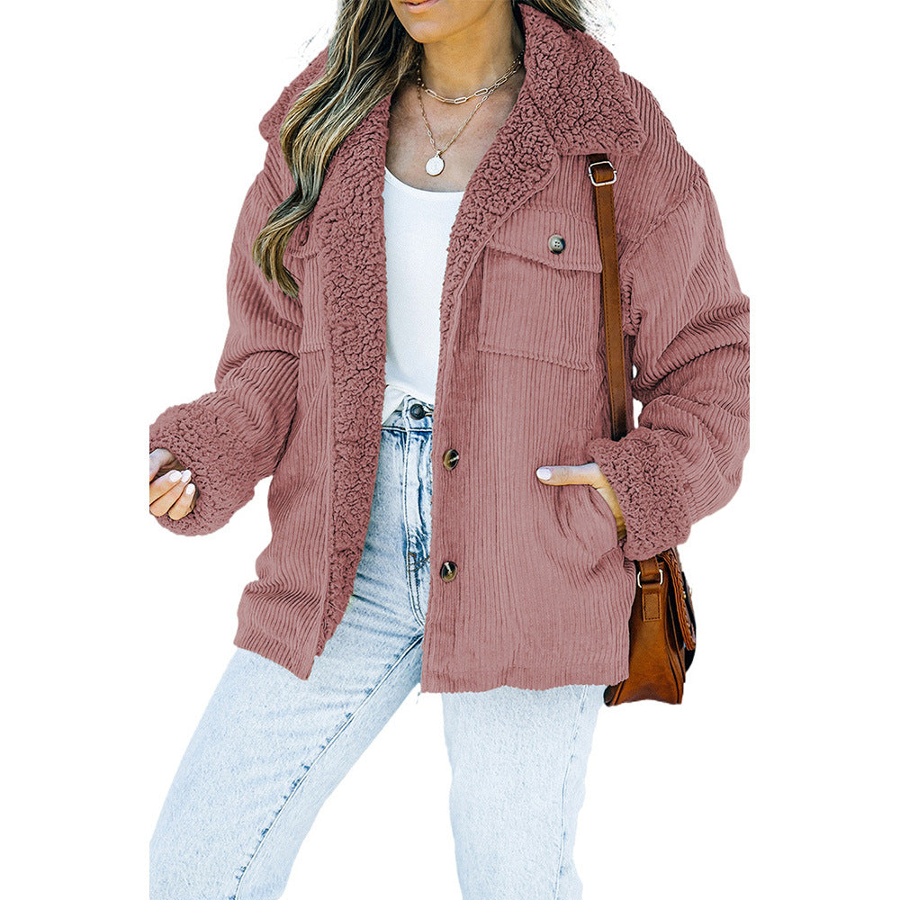 Damen Jacke mit Fleecekragen und Taschen - 3 - Annoboutique