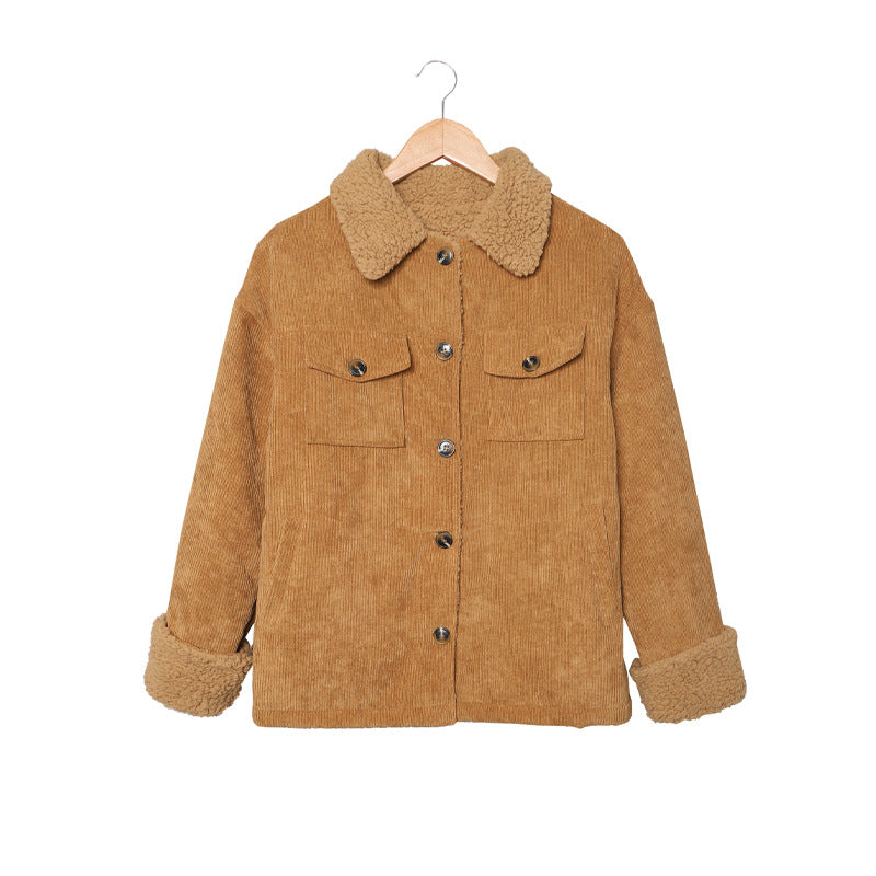 Damen Jacke mit Fleecekragen und Taschen - 5 - Annoboutique