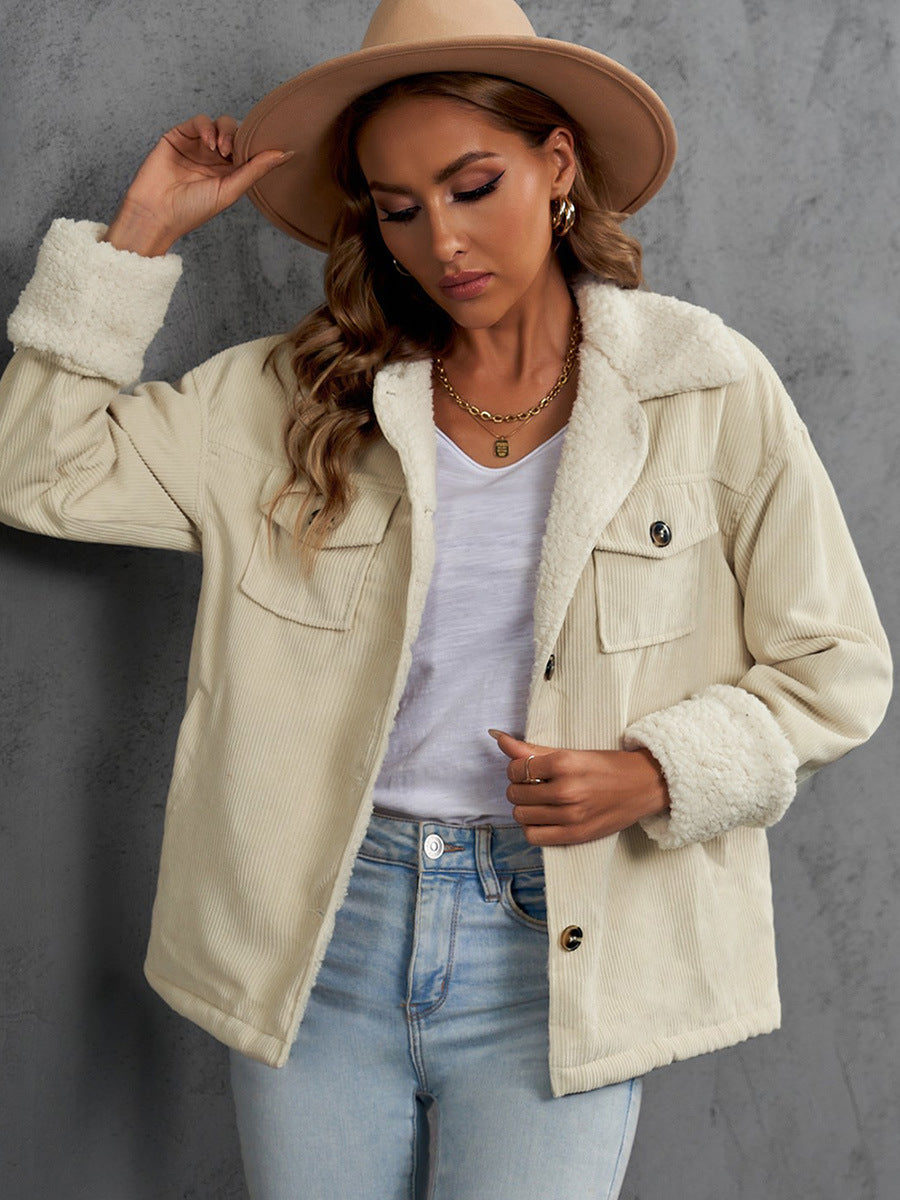 Damen Jacke mit Fleecekragen und Taschen - 9 - Annoboutique