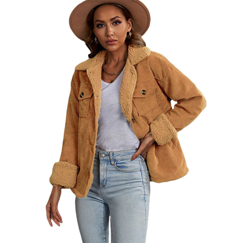 Damen Jacke mit Fleecekragen und Taschen - 12 - Annoboutique