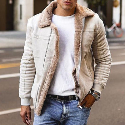 Stylische Herrenjacke mit Kuschelkragen und Reißverschluss - 1 - Annoboutique