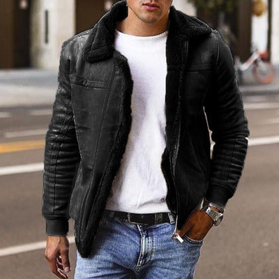 Stylische Herrenjacke mit Kuschelkragen und Reißverschluss - 2 - Annoboutique