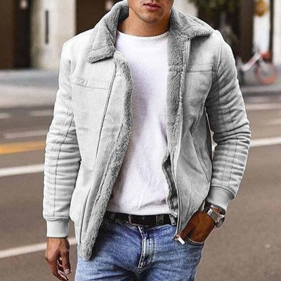 Stylische Herrenjacke mit Kuschelkragen und Reißverschluss - 3 - Annoboutique