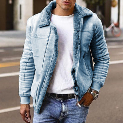 Stylische Herrenjacke mit Kuschelkragen und Reißverschluss - 4 - Annoboutique