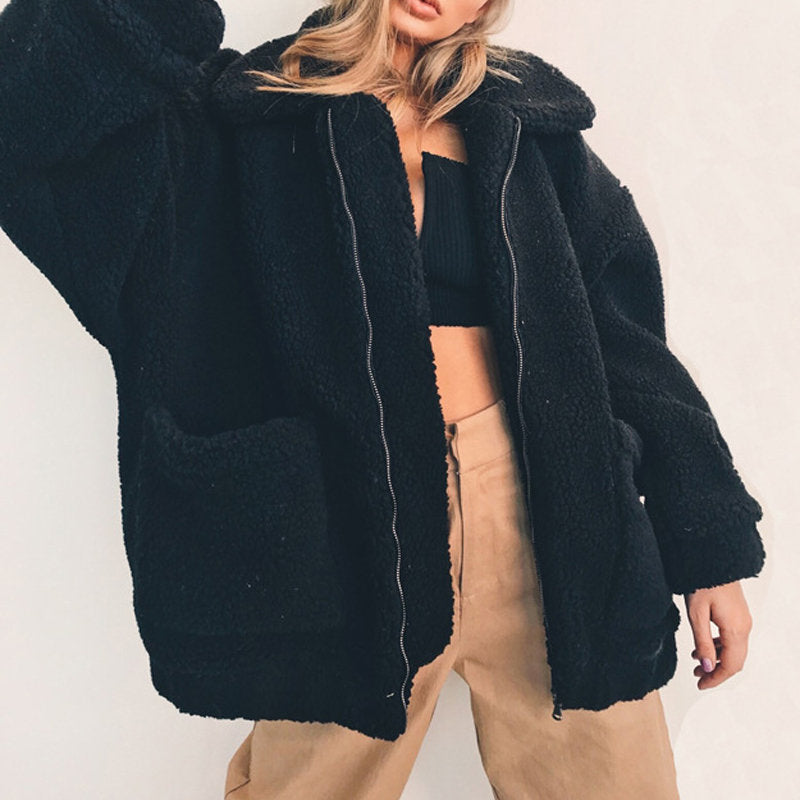 Damen Jacke mit hohem Kragen und Taschen - 3 - Annoboutique