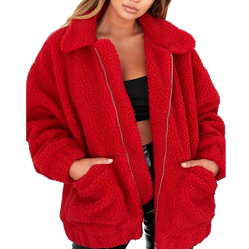 Damen Jacke mit hohem Kragen und Taschen - 5 - Annoboutique