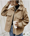 Oversized Jacke Damen mit Kragen und praktischen Taschen - 2 - Annoboutique