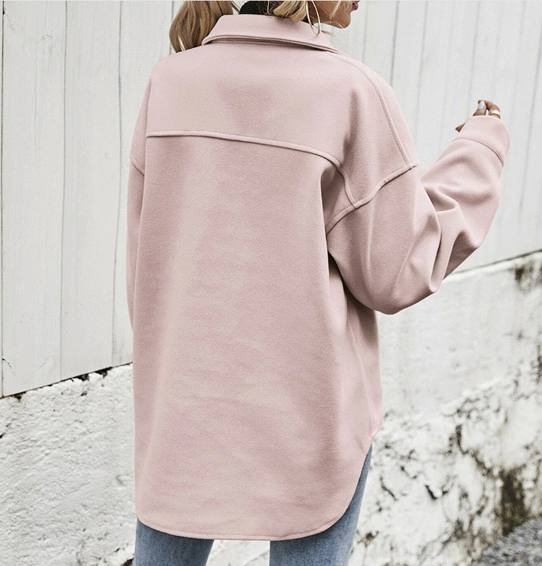 Oversized Jacke Damen mit Kragen und praktischen Taschen - 3 - Annoboutique