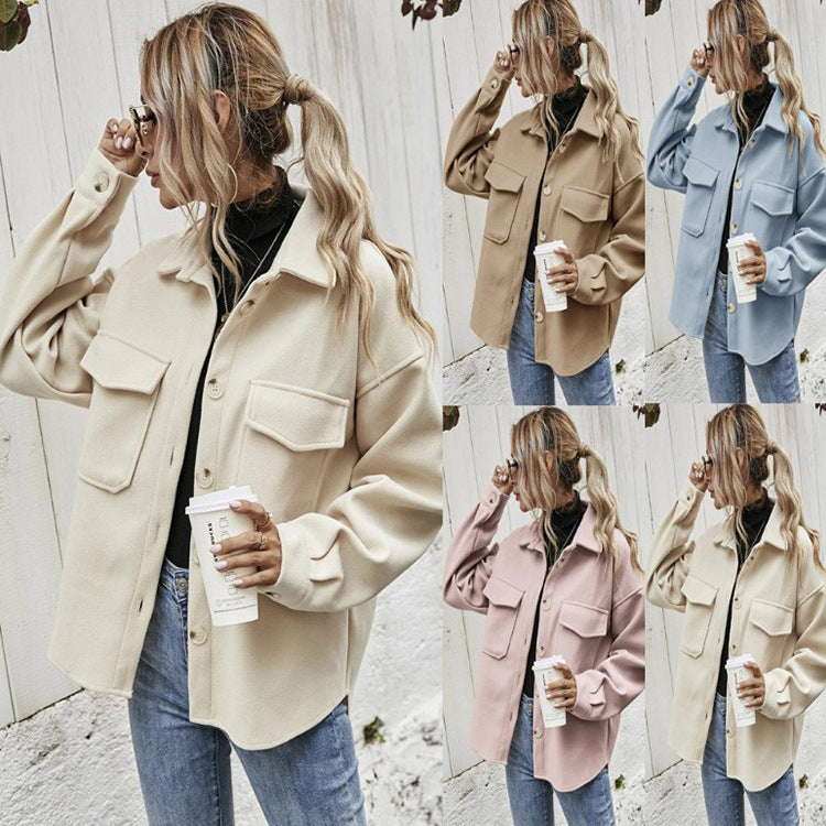 Oversized Jacke Damen mit Kragen und praktischen Taschen - 4 - Annoboutique