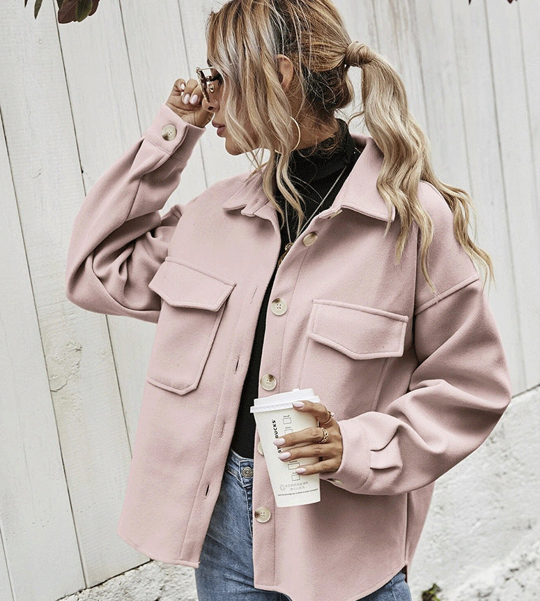 Oversized Jacke Damen mit Kragen und praktischen Taschen - 5 - Annoboutique