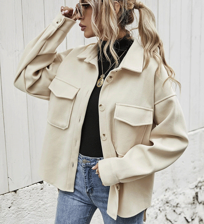 Oversized Jacke Damen mit Kragen und praktischen Taschen - 6 - Annoboutique