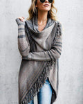 Cardigan Damen mit Streifen und Fransen – lässige Passform - 6 - Annoboutique