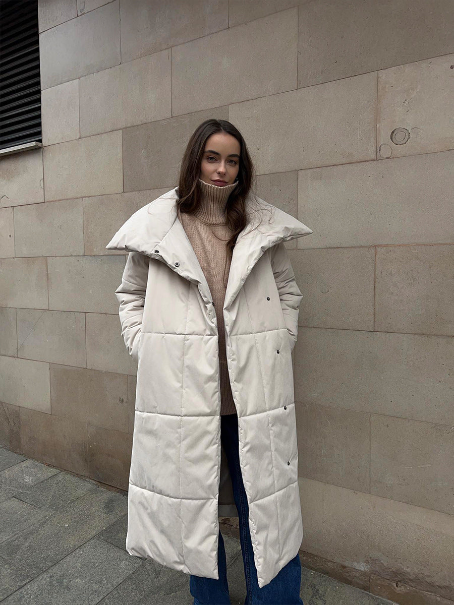 Wickelmantel Damen mit breitem Kragen und Taillengürtel, lang - 4 - Annoboutique
