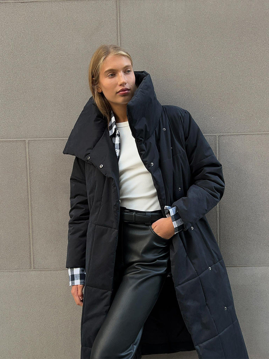 Wickelmantel Damen mit breitem Kragen und Taillengürtel, lang - 6 - Annoboutique