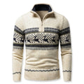 Pullover Damen mit halbem Reißverschluss und winterlichem Muster - 1 - Annoboutique