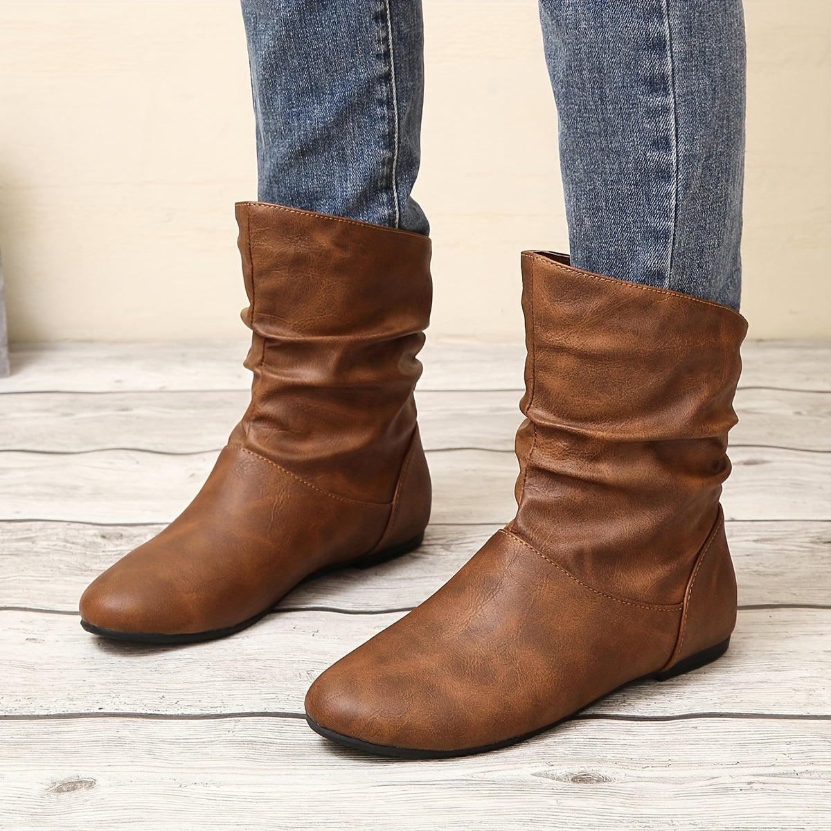 Stiefeletten Damen mit lässigem Schnitt und flacher Sohle - 9 - Annoboutique