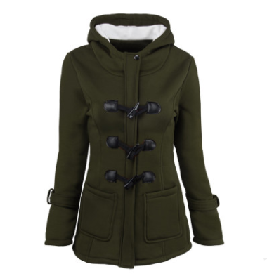 Damen Jacke mit Kapuze und Knopfverschluss, taillierter Schnitt und praktische Taschen - 7 - Annoboutique