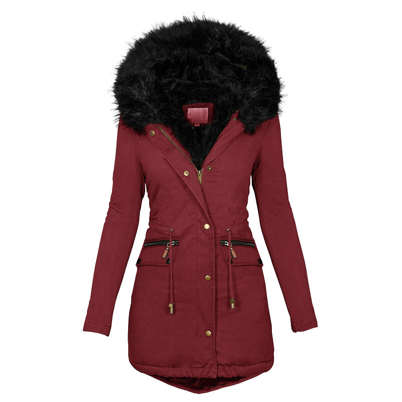 Damen Winterjacke mit Kapuze, taillierter Schnitt und praktischen Taschen - 2 - Annoboutique