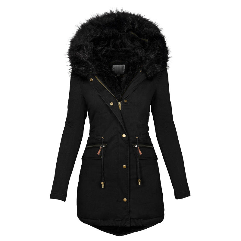Damen Winterjacke mit Kapuze, taillierter Schnitt und praktischen Taschen - 4 - Annoboutique