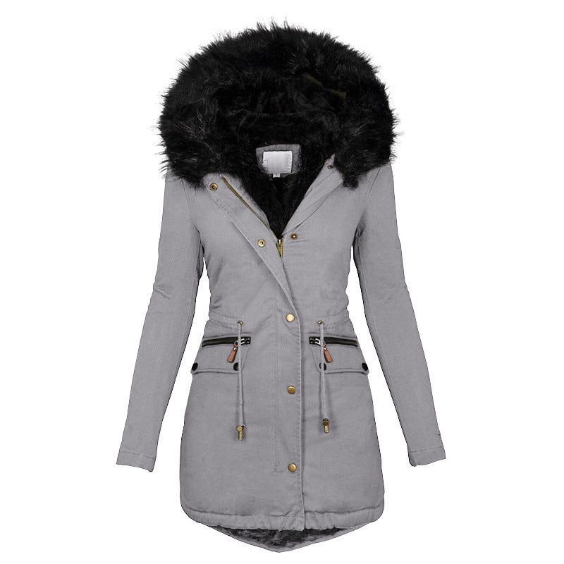 Damen Winterjacke mit Kapuze, taillierter Schnitt und praktischen Taschen - 6 - Annoboutique