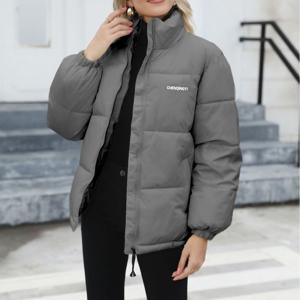 Damen Winterjacke mit hohem Kragen und lässigem Schnitt - 2 - Annoboutique