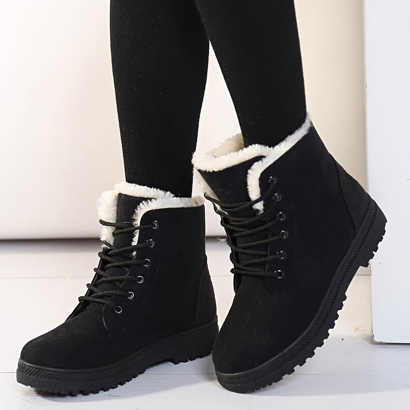 Damen Boots mit robuster Schnürung und kuscheligem Kragen - 1 - Annoboutique
