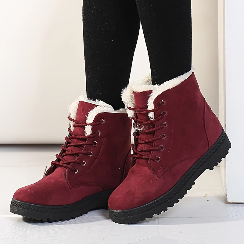 Damen Boots mit robuster Schnürung und kuscheligem Kragen - 3 - Annoboutique