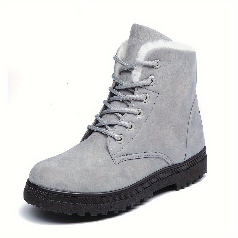 Damen Boots mit robuster Schnürung und kuscheligem Kragen - 4 - Annoboutique