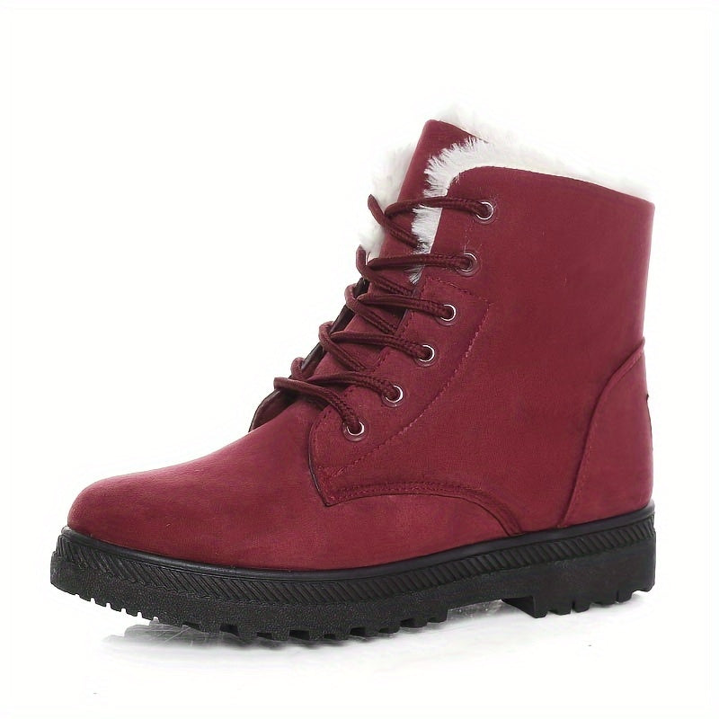 Damen Boots mit robuster Schnürung und kuscheligem Kragen - 8 - Annoboutique