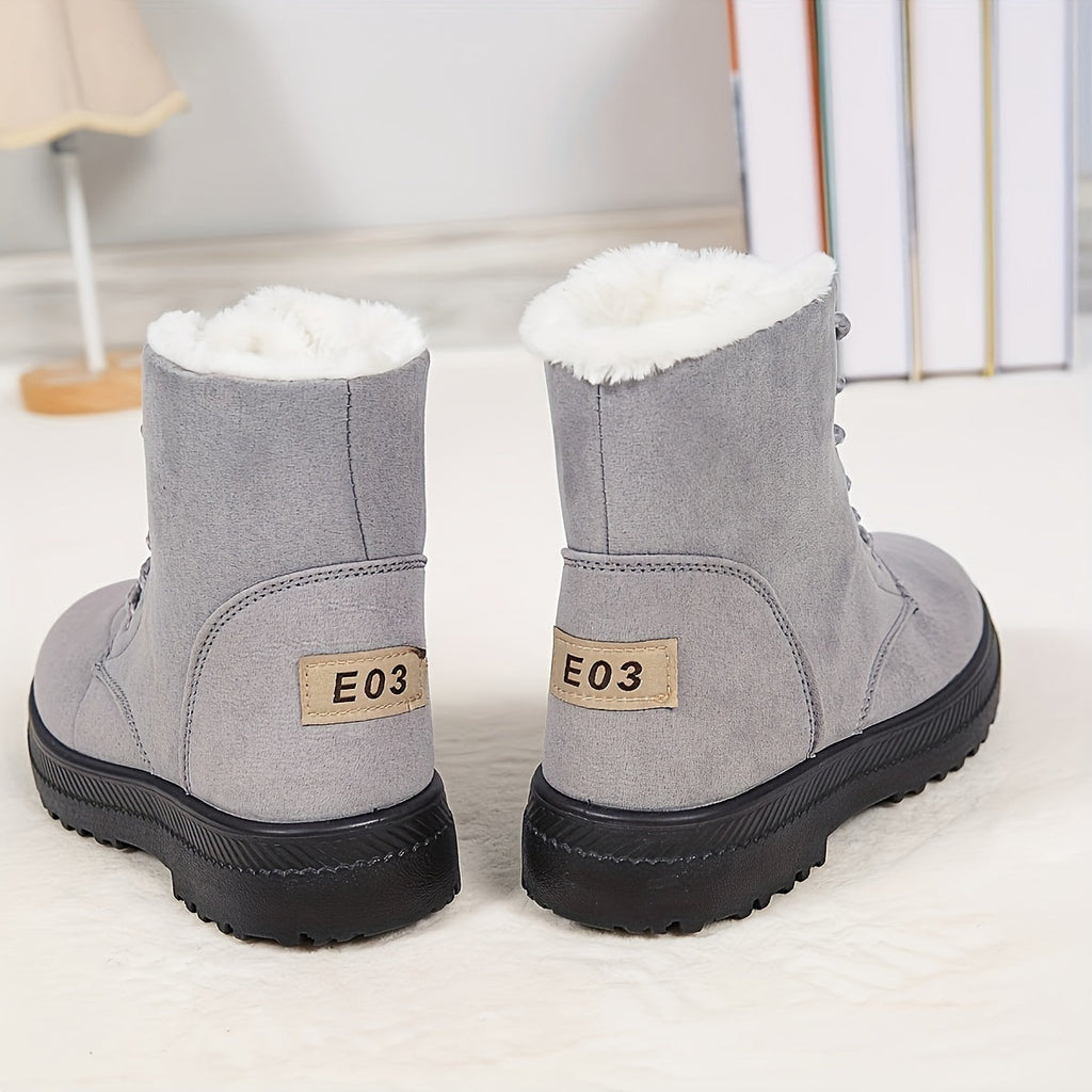 Damen Boots mit robuster Schnürung und kuscheligem Kragen - 9 - Annoboutique