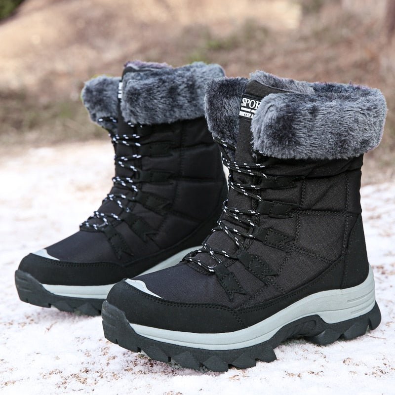 Damen Winterstiefel mit Schnürverschluss und kuscheligem Innenfutter - 3 - Annoboutique