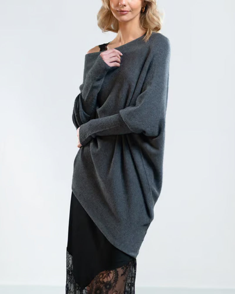 Pullover Damen mit schulterfreiem Schnitt und lässigem Oversized-Design - 5 - Annoboutique