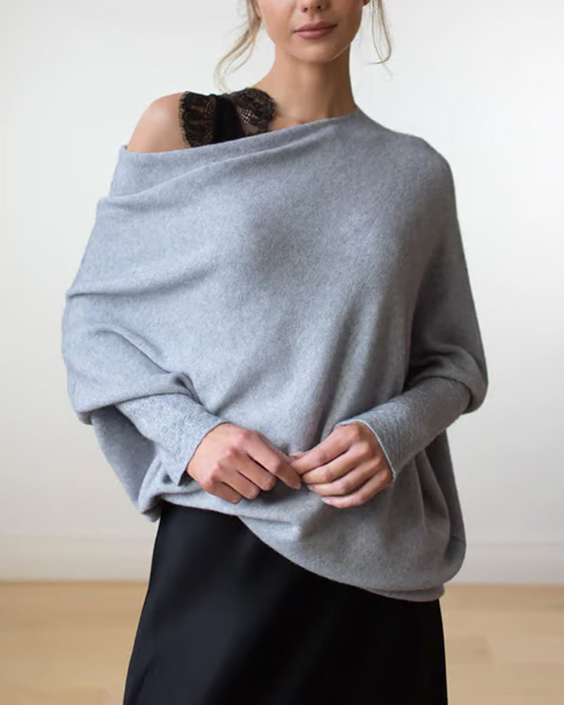 Pullover Damen mit schulterfreiem Schnitt und lässigem Oversized-Design - 6 - Annoboutique