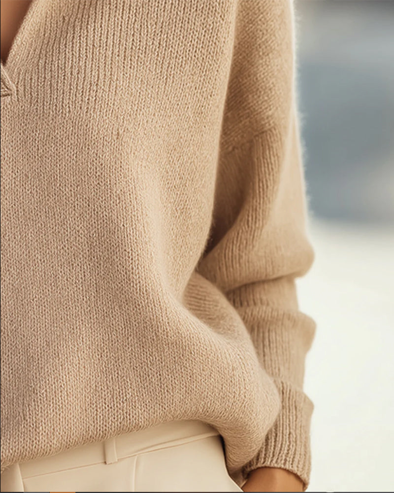 Eleganter Pullover Damen mit V-Ausschnitt und lässigem Schnitt - 2 - Annoboutique