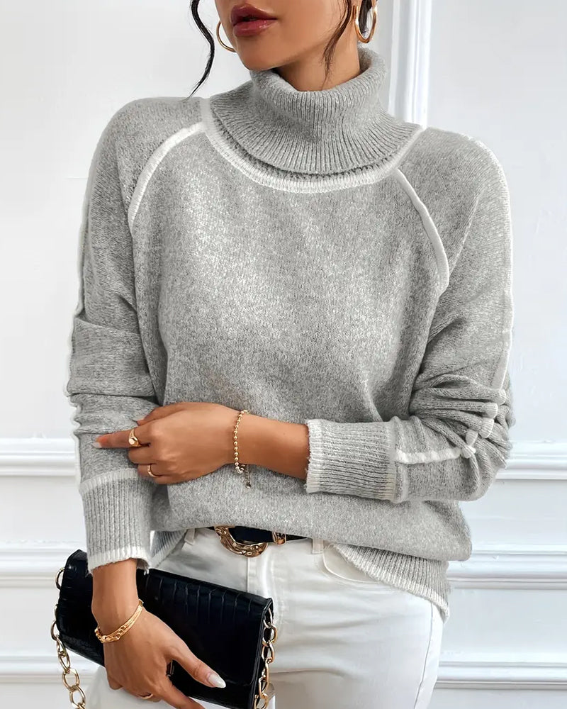 Pullover Damen mit Stehkragen und modischem Design - 2 - Annoboutique